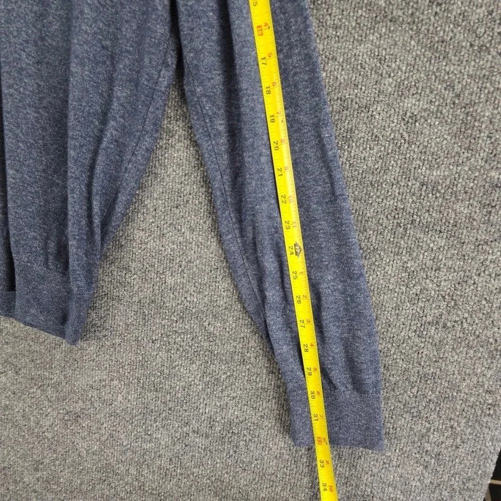 Banana Republic V-Neck Sweater Mens Sz M Blue Heather 100% Cotton Raglan Sleeve